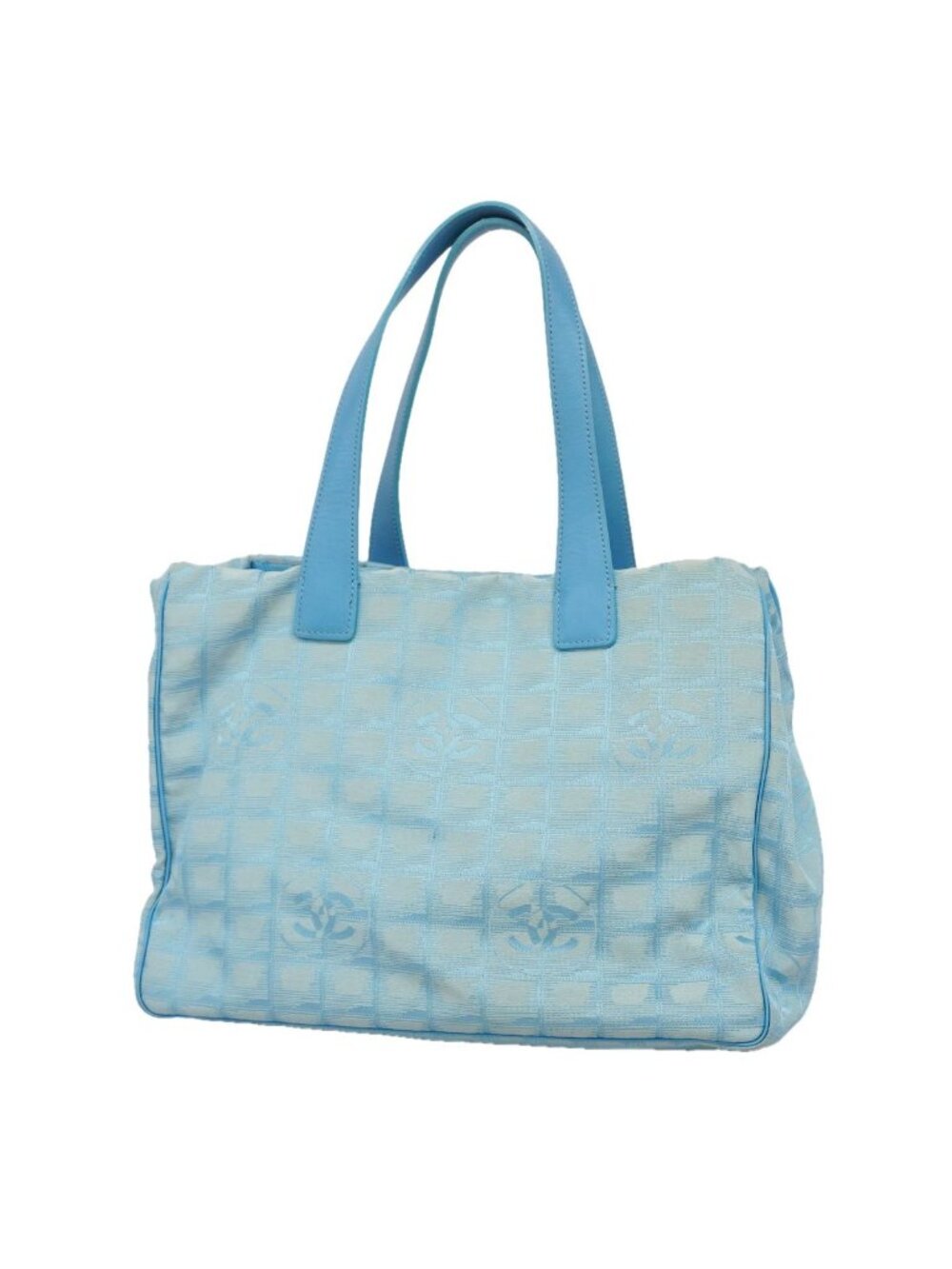Chanel Tote New Travel Nylon Blue Silver